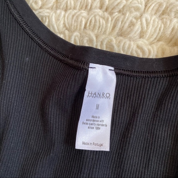 HANRO black ribbed scoopneck tank top M - Picture 7 of 10